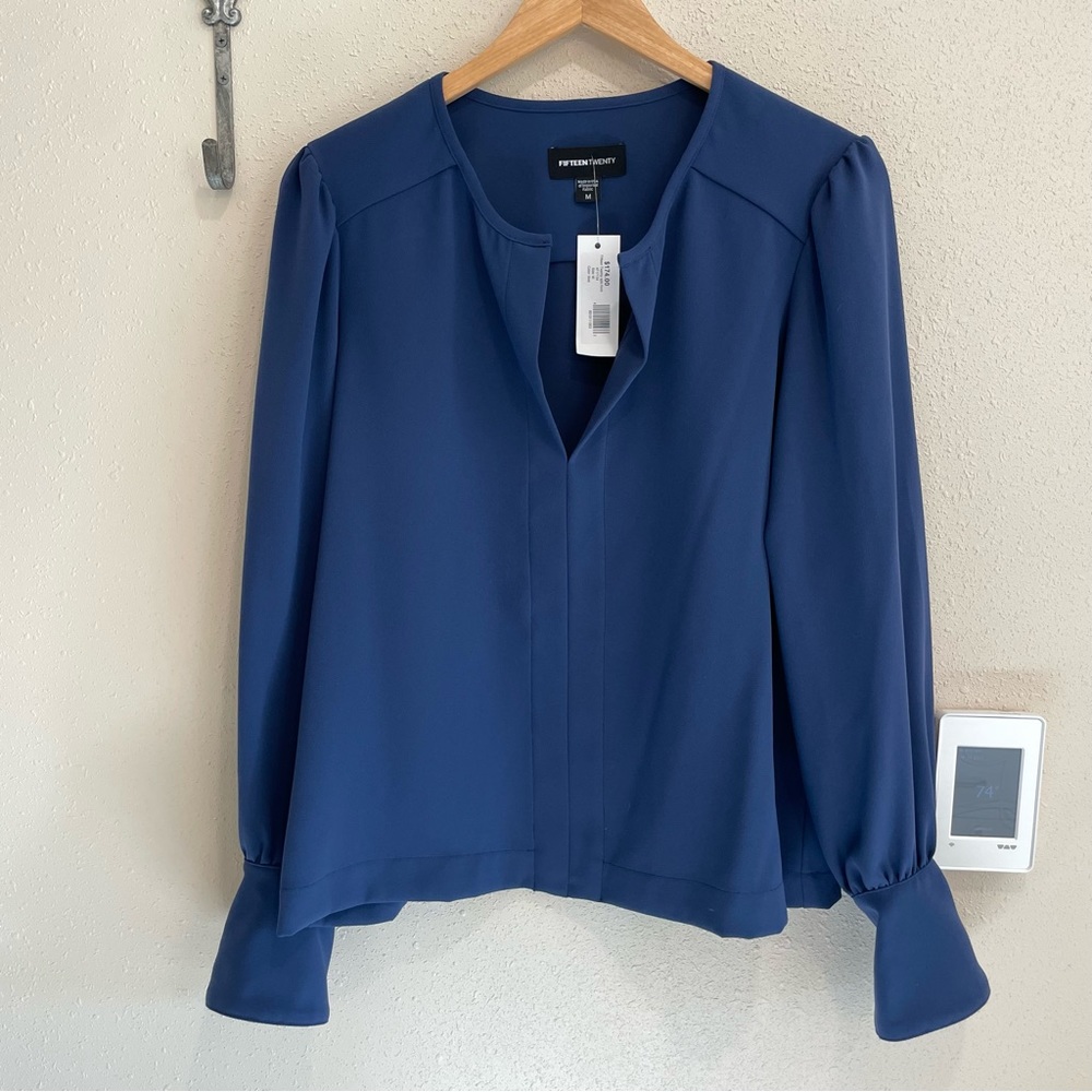 NWT Fifteen Twenty Split Neck Long Sleeve Blouse